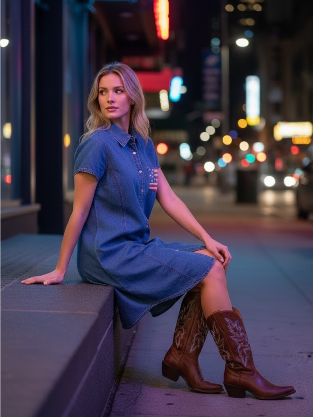 Vintage Y2K Tommy Hilfiger Indigo Denim Dress size 10 Western Cowgirl